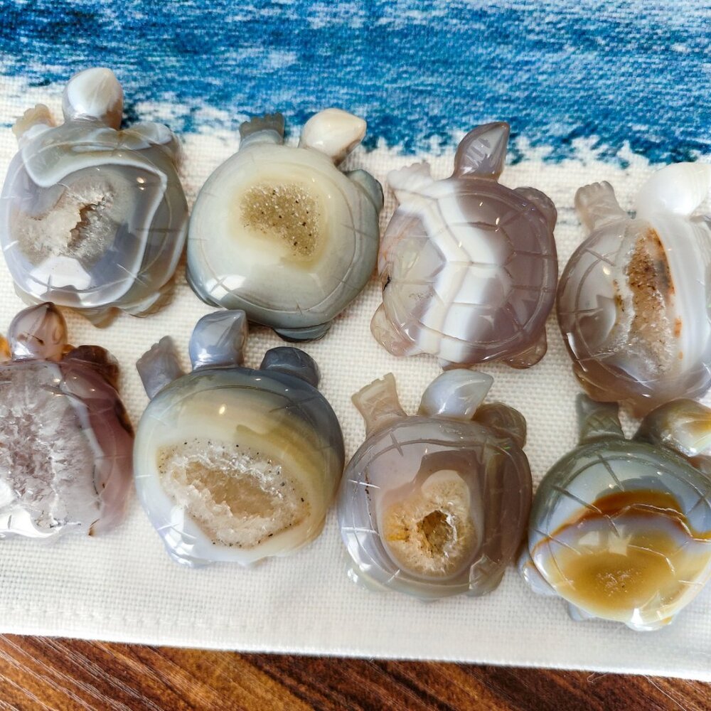 Druzy Agate Turtle Carving